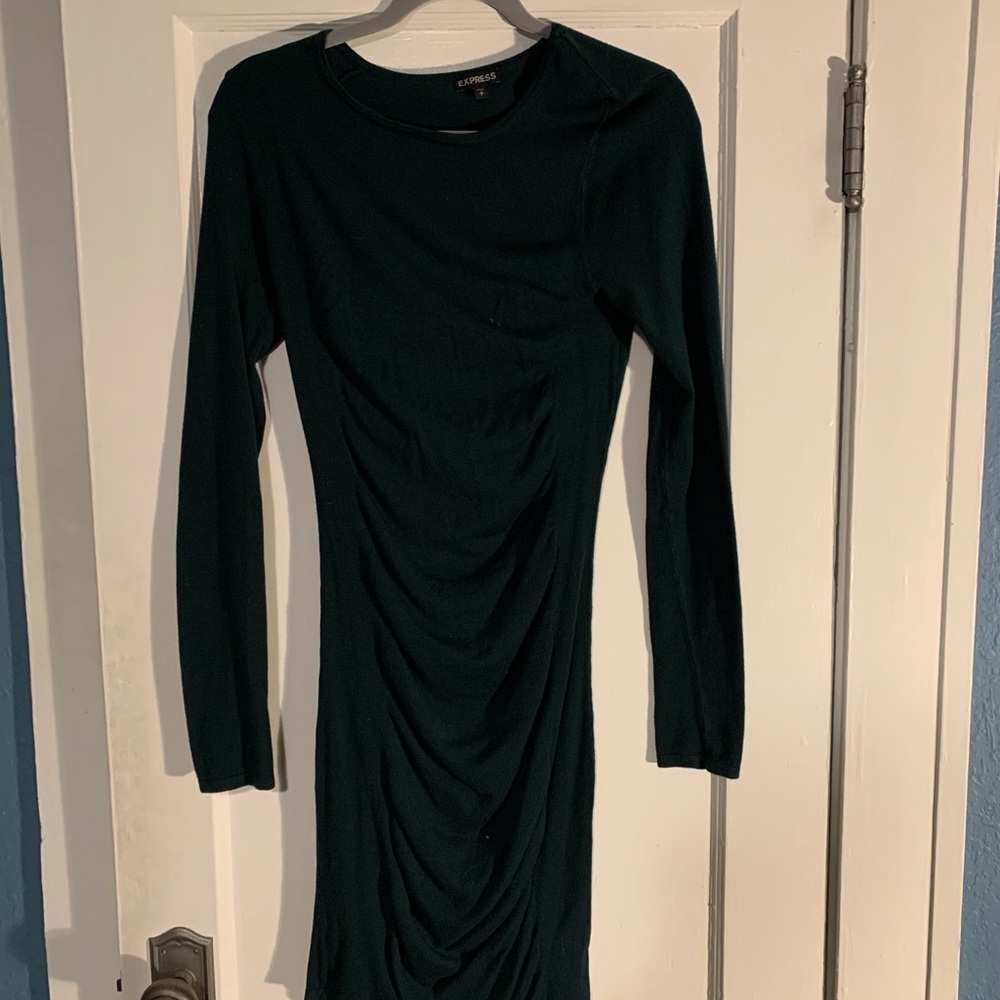 Express Rushed Hunter Green Dress
